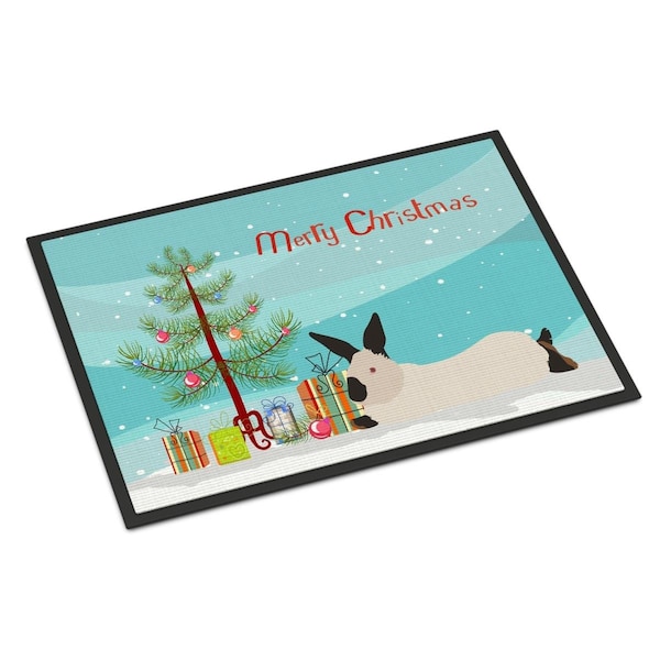 Carolines Treasures California White Rabbit Christmas Indoor or Outdoor Mat - 24 x 36 in. BB9334JMAT - main